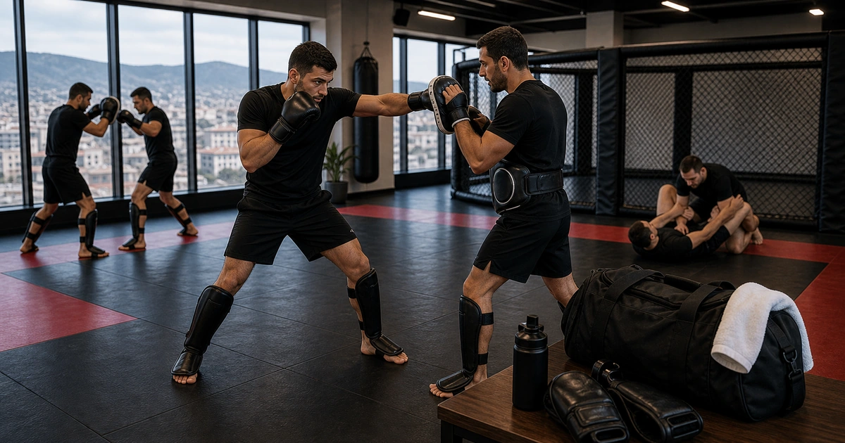 cinematic MMA camp scene in Georgia showing why week one and week two feel different