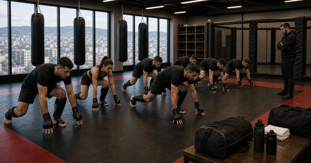 cinematic MMA camp scene in Georgia showing what 7-day and 14-day date blocks mean