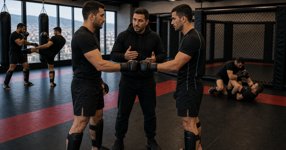 cinematic MMA camp scene in Georgia showing use the first 48 hours for assessment