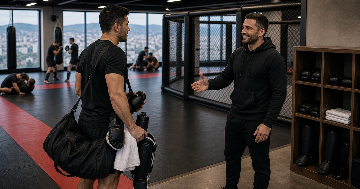 cinematic MMA camp scene in Georgia showing when training-only makes sense